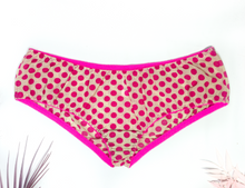 Cargar imagen en el visor de la galería, BOMBACHA MANZANA BEIGE PUNTOS FUCSIAS